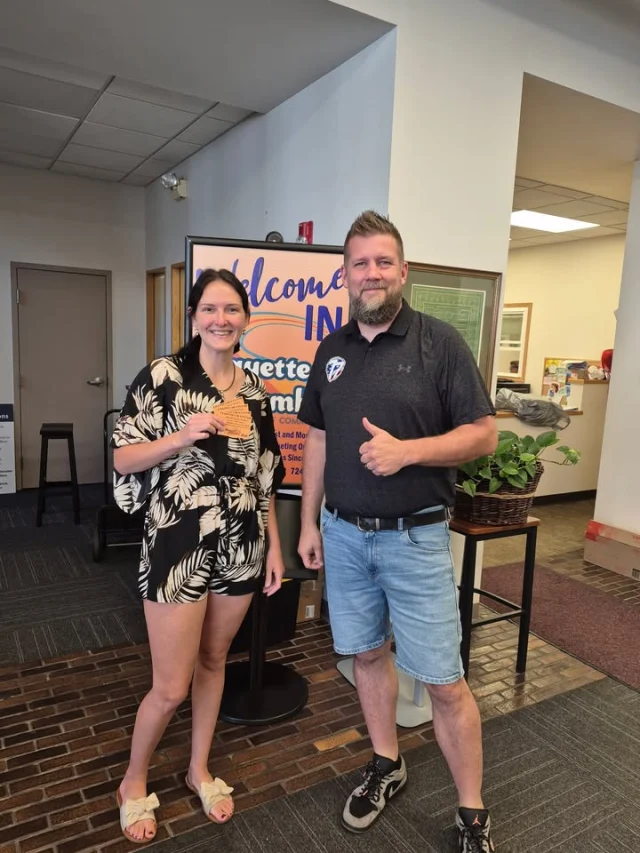 🎉 Congratulations to Arianna Haky, the winner of our Fayette County Fair ticket giveaway! 🎡🎟️

Pictured with Rick from Discover Fayette PA, Arianna came to pick up her tickets after being selected as the winner of our giveaway. Arianna answer to the question, " Who's your Fair Crew?" earned her the prize!

A special thank you to A1 Porta Johns  for generously providing the fair tickets for this giveaway.

We hope you have a fantastic time at the Fayette County Fair! 

As always, don't forget to go out and Discover Fayette PA!