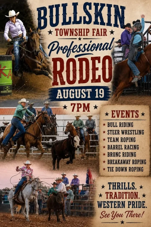 It’s still fair season in Fayette County, PA and we sure do love our fairs! Head to the Bullskin Township Community Fair  tonight, Wednesday, August 19, for the Professional Rodeo beginning at 7:00 p.m. Enjoy bull riding, barrel racing, team roping, bronc riding and more. Come experience the thrills, tradition and western pride right here in Fayette County!